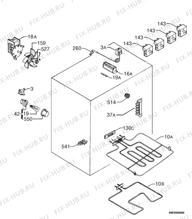 Взрыв-схема плиты (духовки) Privileg 002321_8689 - Схема узла Electrical equipment 268